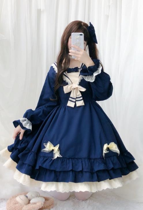 Lolita系中袖 長袖 ワンピースロリータ トップス 萌え レディース ロリータファッション変装トップスコスプレハロウィン クリスマス ゴスロリ_9