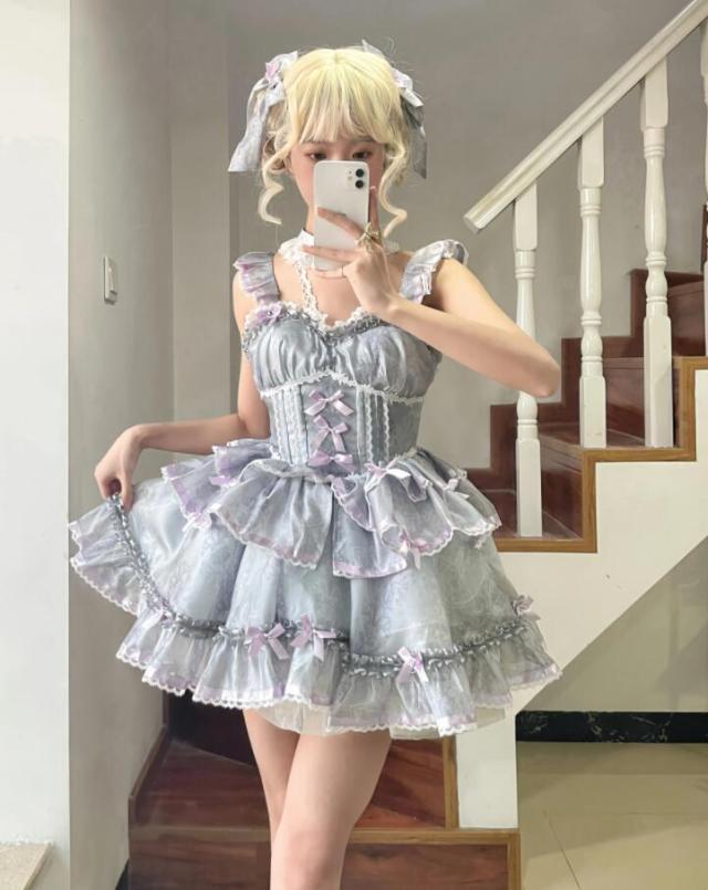 新発 数量限定 Lolita系 中袖 opワンピースjsk日常写真舞台変装 ロリータ トップス 萌え ゴスロリ ロリータファッション変装トップス 吊りスカート花嫁洋服ティアードスカート レディース