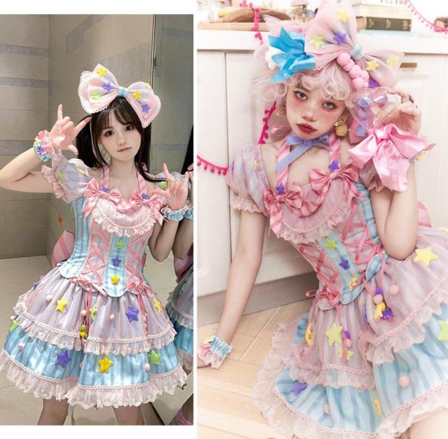 新発 数量限定 Lolita系魔法ピンク ワンピースjskOP日常写真舞台変装 ロリータ トップス 萌え レディース ゴスロリ 吊りスカート ワンピース花嫁洋服 ウ ロリータファッション変装トップス_2