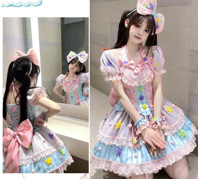 新発 数量限定 Lolita系魔法ピンク ワンピースjskOP日常写真舞台変装 ロリータ トップス 萌え レディース ゴスロリ 吊りスカート ワンピース花嫁洋服 ウ ロリータファッション変装トップス_5