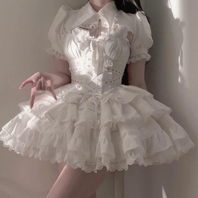 新発 悪魔の契約 Lolita opワンピースjsk日常写真舞台変装 ロリータ トップス 萌え ゴスロリ ロリータファッション変装トップス 吊りスカート花嫁洋服ティアードスカートハロウィン レディース