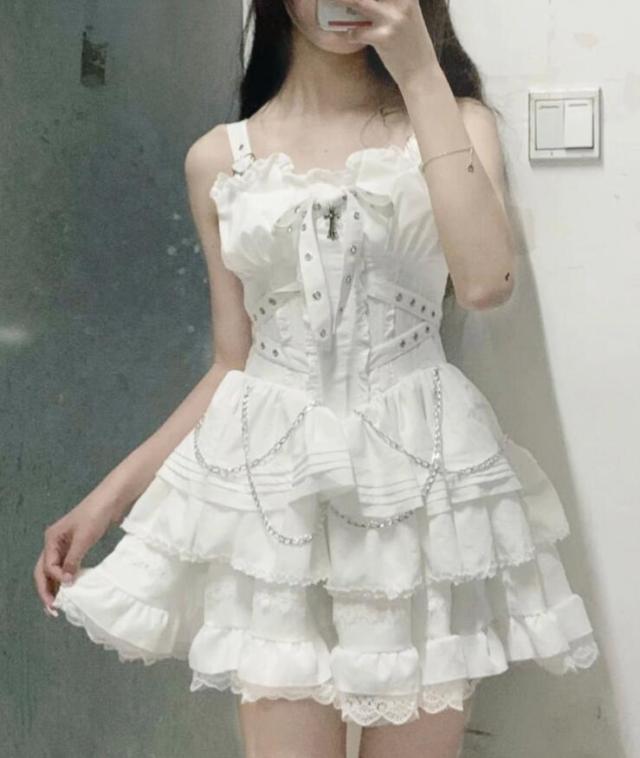 新発 悪魔の契約 Lolita opワンピースjsk日常写真舞台変装 ロリータ トップス 萌え ゴスロリ ロリータファッション変装トップス 吊りスカート花嫁洋服ティアードスカートハロウィン レディース_7