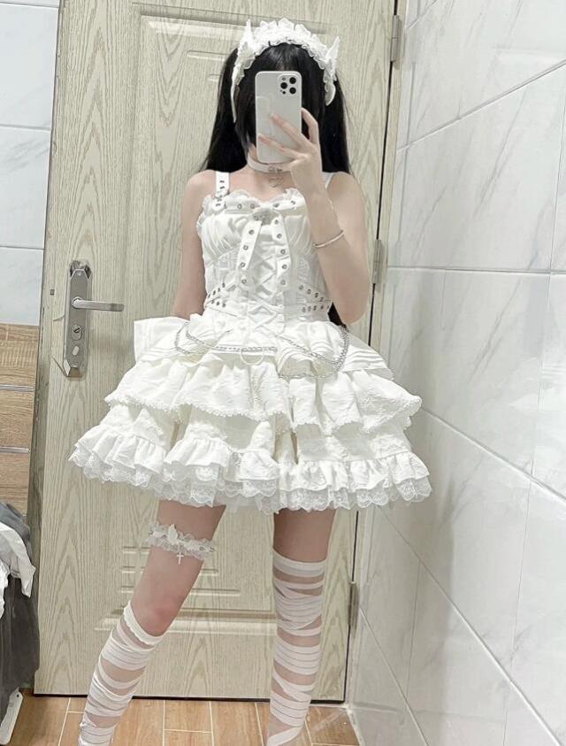 新発 悪魔の契約 Lolita opワンピースjsk日常写真舞台変装 ロリータ トップス 萌え ゴスロリ ロリータファッション変装トップス 吊りスカート花嫁洋服ティアードスカートハロウィン レディース_9