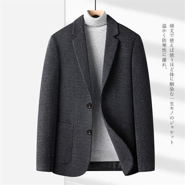 テーラードジャケット メンズ ウール 秋冬 ブレザー ビジネスジャケット アウター 大きいサイズ ビジカジ 無地 簡約 カッコイイ 男性着 紳士 2ツボタン プレゼント ギフト 通勤_3