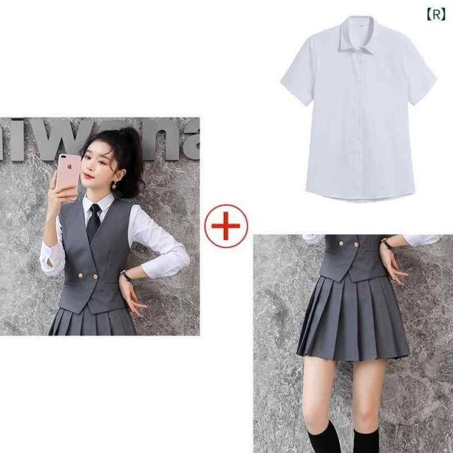 スーツベスト レディース オフィス ビジネス 通勤 制服 セットアップ グレー 英国風 学院スタイル エレガント 上品 ポリエステル混紡 JK制服_3