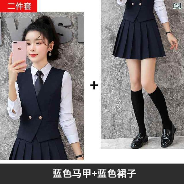 スーツベスト レディース オフィス ビジネス 通勤 制服 セットアップ グレー 英国風 学院スタイル エレガント 上品 ポリエステル混紡 JK制服_7