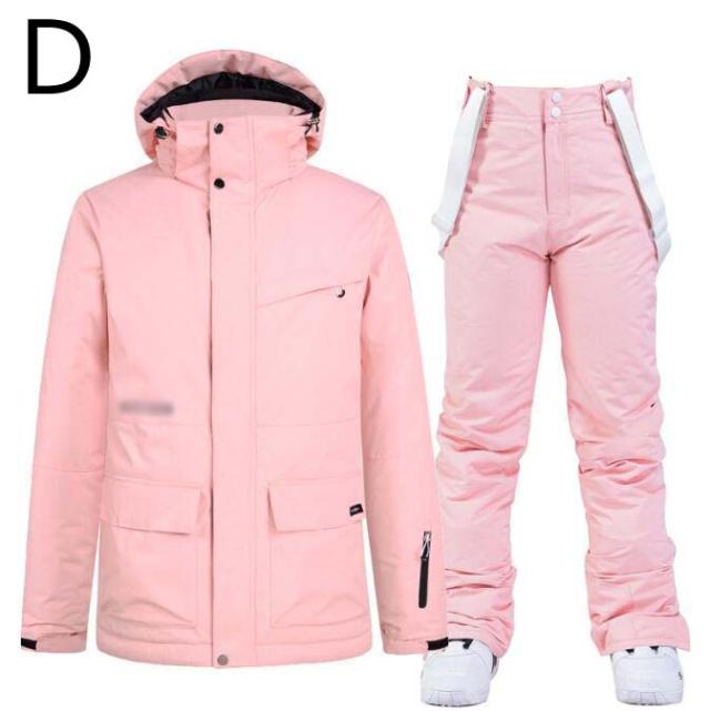 スノボー 防水 レインウェア ボード 女性用スキーウェア 学生 大人 レディーススキーウェア メンズ スノーウェア カップル セットアップ スノボ ウェア 2点セット サスペンダー_6