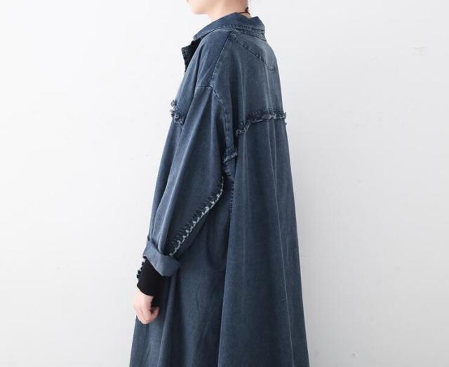デニムコートマキシ丈 超ロング丈コート デニム コート アウター