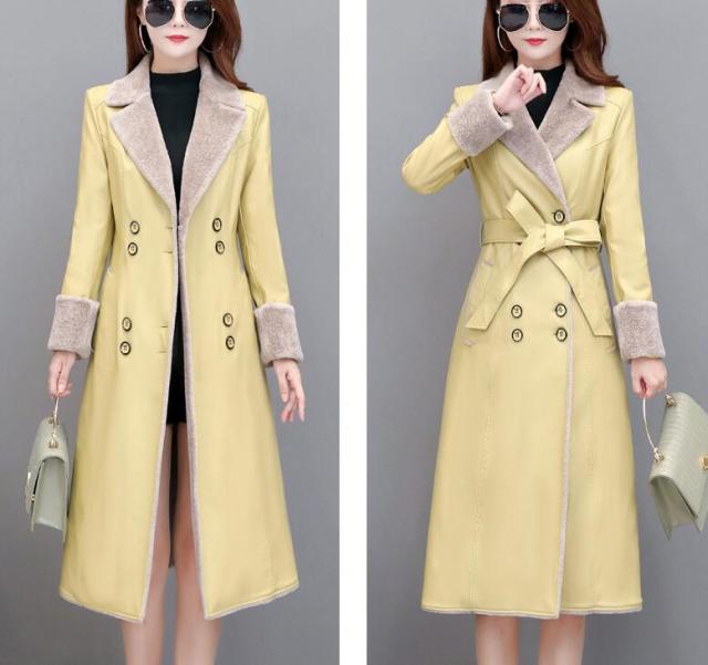 超ロングの美シルエット  レザー トレンチコート ロング レディース レザーコート裏起毛レザー コート トレンチ ロングコート 膝下丈 防寒 防風 合皮 秋冬 超ロングの美シルエット レザー トレンチコート ロング レディース