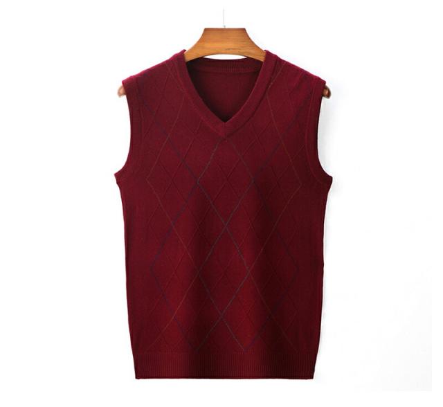 ニット ベスト メンズ Vネック ダイヤ柄 ビジネス Vネックベスト 春秋
