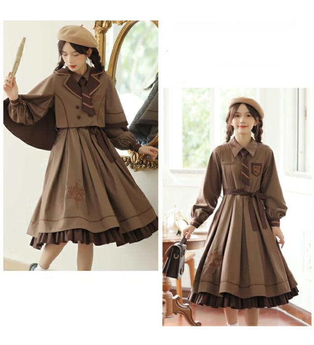 ロリータ服 レディース ロリータ ポンチョ ワンピース 2点セット 女子