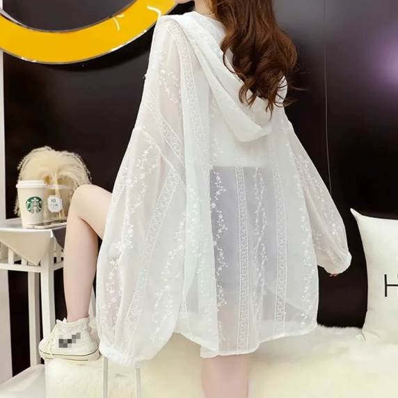 トップス パーカー 袖付き 長袖 ボリューム袖 襟なし フード付き 前開き 薄手 シースルー 刺 かわいい 大人可愛い きれいめ シンプル 大人 上品 おしゃれ 大人女子 レトロ こなれ かっこいい