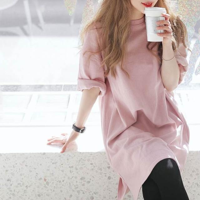 レディース ワンピース ルームウェア 部屋着 ミニ ショート 膝上 5分袖 7分袖 ラウンドネック スリット サイドスリット かわいい 大人可愛い シンプル カジュアル レトロ こなれ感 ラ おしゃれ