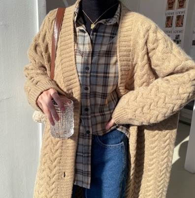トップス カーディガン ロング丈 袖付き 長袖 襟なし Vネック 前開き もこもこ ニット かわいい 大人可愛い きれいめ シンプル 大人 上品 おしゃれ かっこいい レトロ こなれ感 都会 大人女子