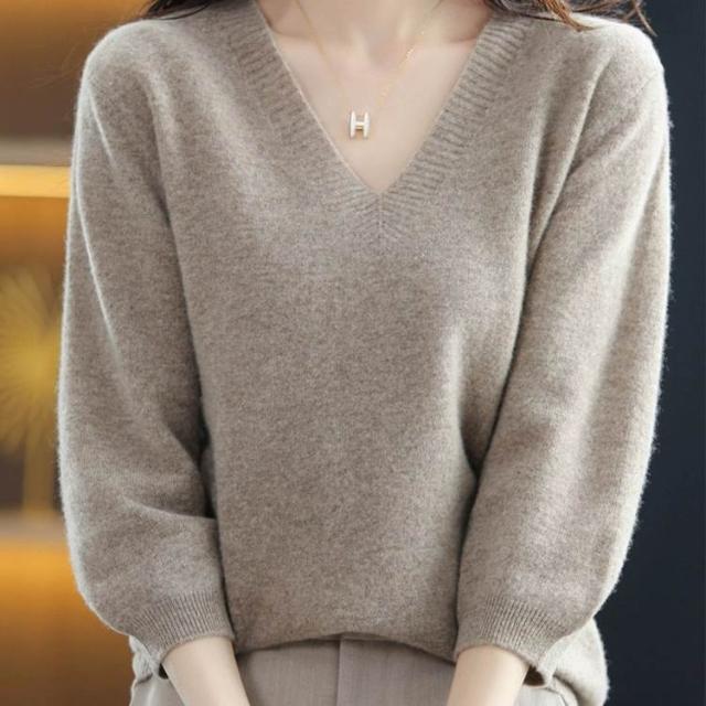 レディース トップス セーター プルオーバー 7分袖 Vネック ふわふわ カシミヤ かわいい 大人可愛い きれいめ シンプル カジュアル 上品 おしゃれ かっこいい レトロ ラフ 抜け感 清 こなれ感