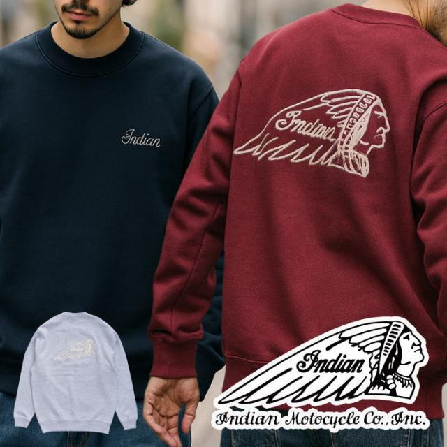 Indian Motocycle インディアン スウェット トレーナー メンズ レディース IC-2657 7986583  背面刺繍 Basic sweat embroidery ロゴ刺繍 ブランド シンプル 送料無料