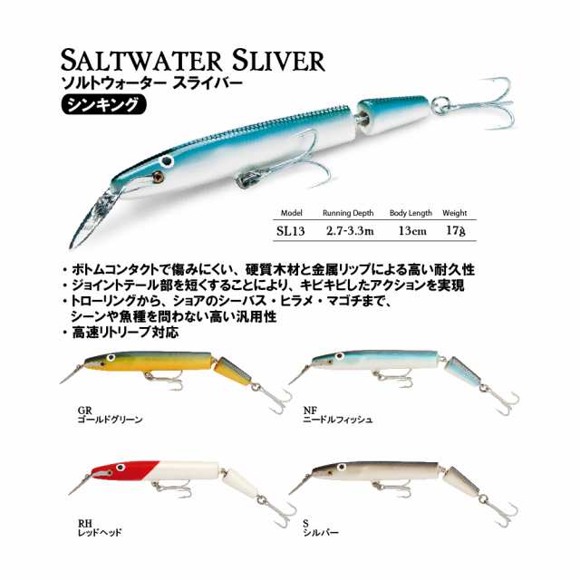 ラパラ Rapala ソルトウォーター スライバー 13cm 17g Sl13 シーバス ルアー の通販はau Pay マーケット フィッシング遊web店