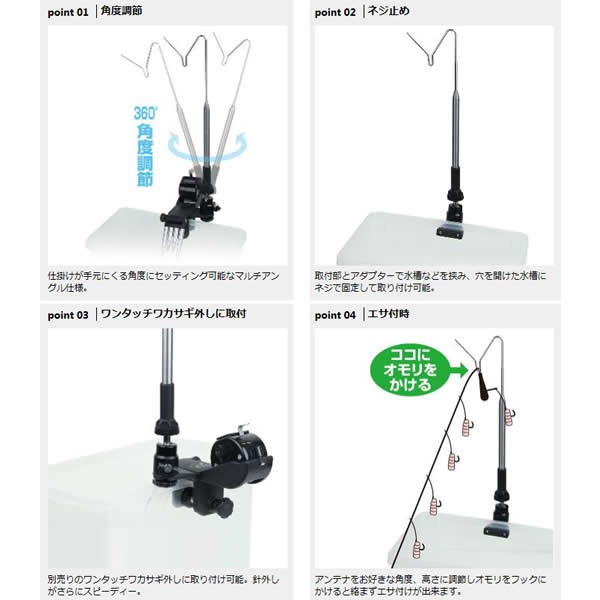 プロックス 攻棚ワカサギ アンテナ マルチアングル ST ブラック