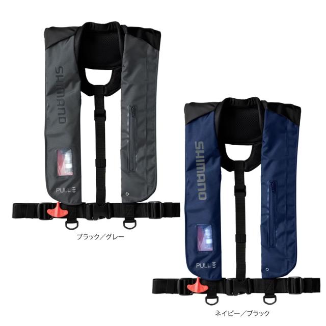 美品 シマノ ライフジャケット 黒 VF-051K シマノ VF-051K ライフジャケット シマノ ラフトエアジャケット 膨張式