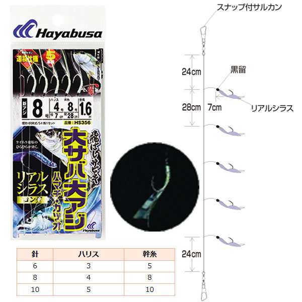 ハヤブサ 飛ばし 大サバ 大アジ リアルシラスロング5本 Hs356 サビキ 仕掛け の通販はau Pay マーケット フィッシング遊web店