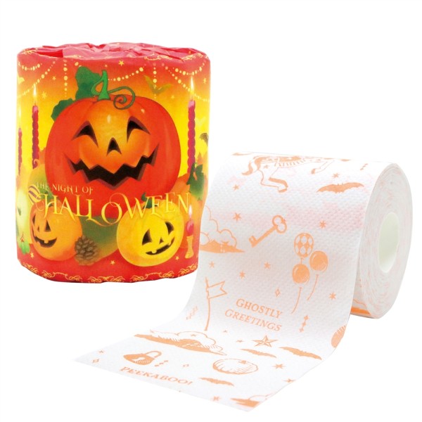 ２０２６ハロウィントイレットプリントロールダブル（２７．５ｍ） ×100 まとめ買い 販促 イベント 催事 来場記念 来店記念 粗品好適品 7,940円