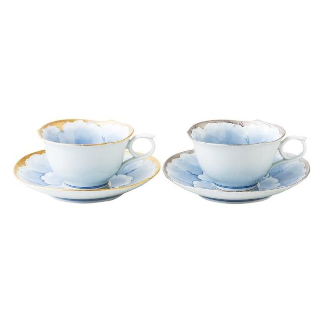 有田焼 プラチナ牡丹 コーヒー碗皿ペア ×1 【全国送料込】(沖縄・離島は別途)