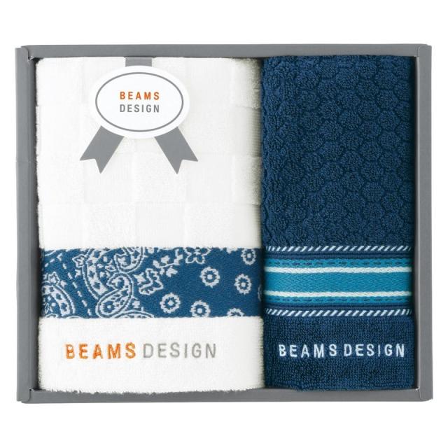 BEAMS DESIGN チェッカーバンダナ フェイス1P･タオルハンカチ1P ネイビー ×3 【全国送料込】(沖縄・離島は別途)