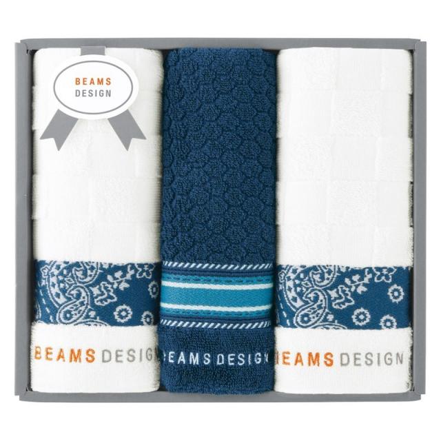 BEAMS DESIGN チェッカーバンダナ フェイス2P･タオルハンカチ1P ネイビー ×2 【全国送料込】(沖縄・離島は別途)