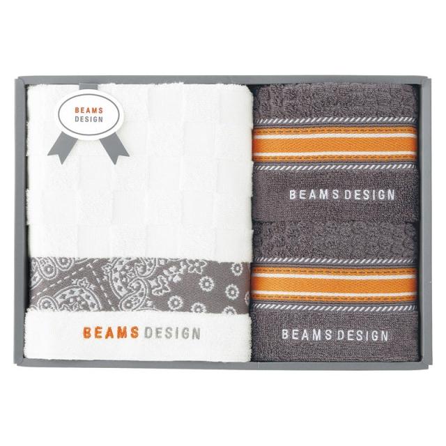 BEAMS DESIGN チェッカーバンダナ バス1P･フェイスタオル2P グレー ×1 【全国送料込】(沖縄・離島は別途)
