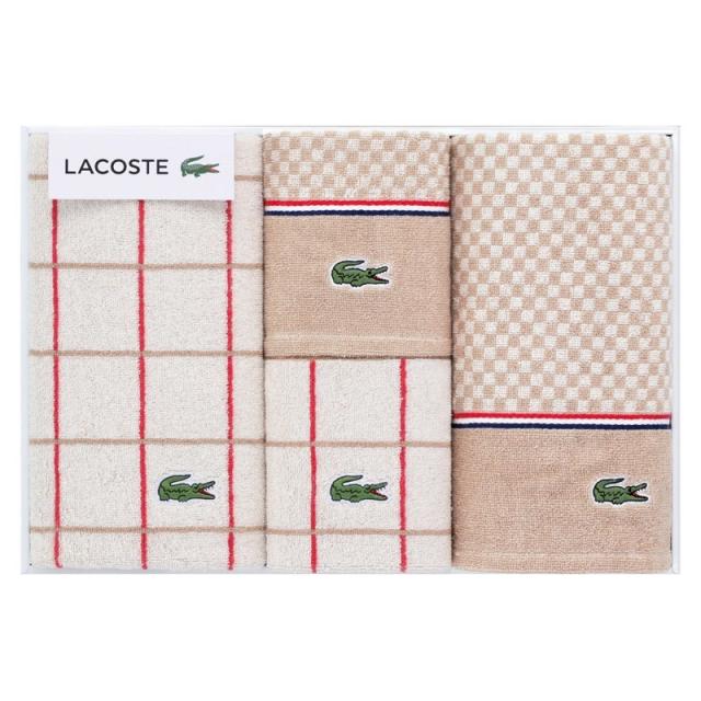 ラコステ Lコンセール フェイス2P･ゲストタオル2P アイボリー ×1 【全国送料込】(沖縄・離島は別途)