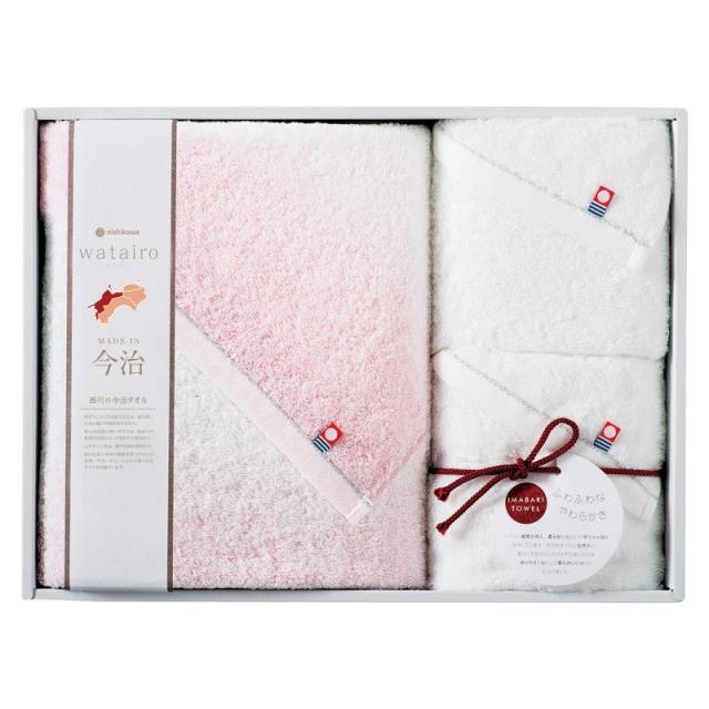 今治 わたいろ タオルギフト バス1P･フェイスタオル2P ピンク ×1 【全国送料込】(沖縄・離島は別途)