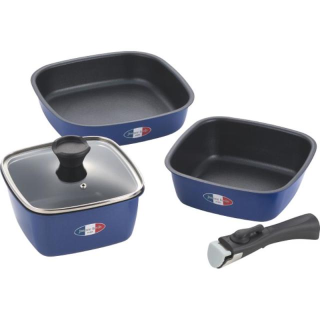 ギフト好適品 ジャンヌ・エコール　着脱ハンドル角型鍋３点セット JE-127の通販は