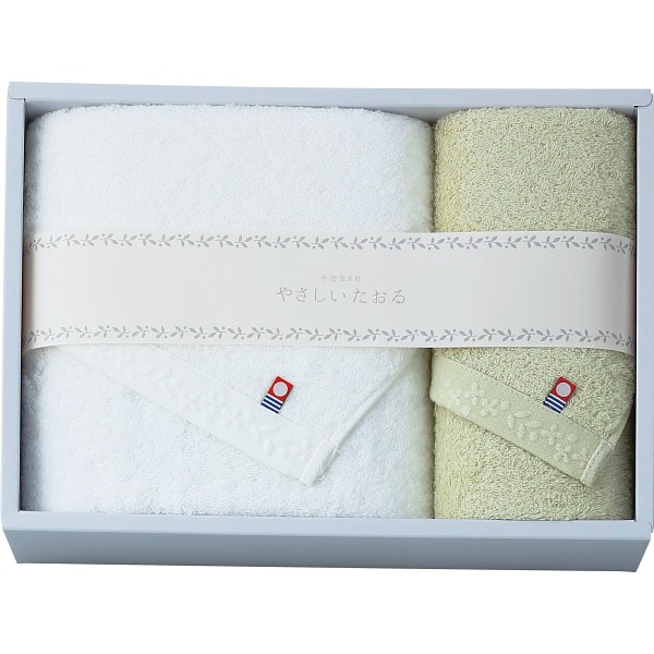 やさしいたおる　バス・フェイスタオルセット グリーン YT-24400 ×1 【全国送料込】(沖縄・離島は別途)