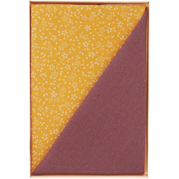 二巾一越織両面柄ふろしき 紫／金茶 サメ小紋／小桜 90-7 ×3 【全国送料込】(沖縄・離島は別途)