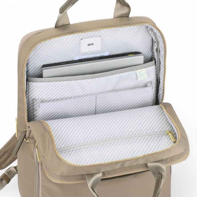 【美品】エースジーン フィッテム カーキ 14インチ エースジーン フィッテム リュックサック バックパック レディース ace