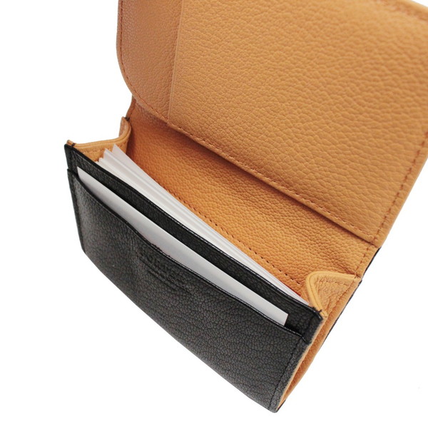 PORTER ダブル カードケース 名刺入れ レザー ブラック×オレンジ