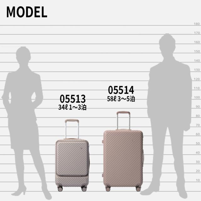 ハント ココント スーツケース レディース メンズ 05513 HaNT KOKONT キャリーケース フロントオープン ace 1~3泊 34L 機内持ち込み 旅行 出張 正規品_10