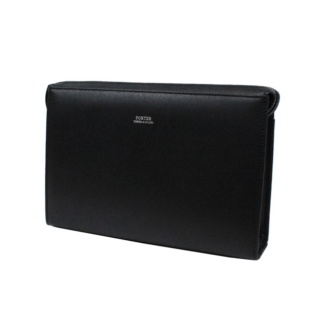 ポーター フラックス ポーチ 197-01508 10 ブラック PORTER 吉田カバン セカンドバッグ クラッチバッグ FLUX レザー ギフト プレゼント 日本製 フォーマル ブランド 型押し