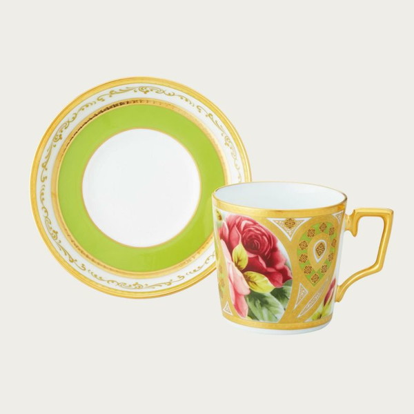 【タイムセール特別価格】ノリタケ オマージュ コレクション コーヒーカップ＆ソーサー（若草色絵薔薇文）