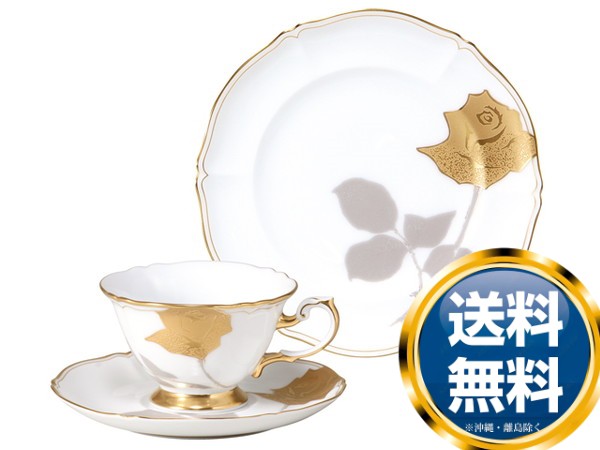 大倉陶園 「金蝕バラ」 カップ＆ソーサー・21cmケーキ皿セット