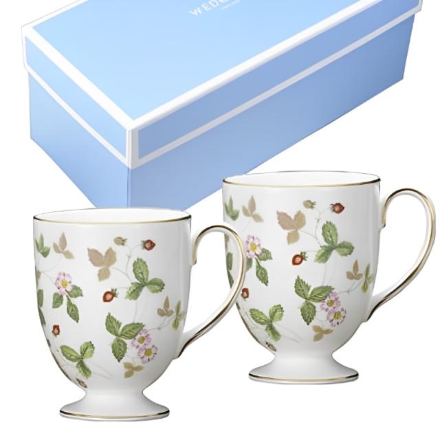 ウェッジウッド WEDGWOOD ワイルド･ストロベリー フッティドマグ リー 300ml ペア【20％OFF SALE】 マグカップ