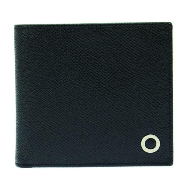 BVLGARI 30396 ブルガリ ブルガリブルガリ マン 二折財布小銭入付 グレインレザー ブラック×ブルー×シルバー