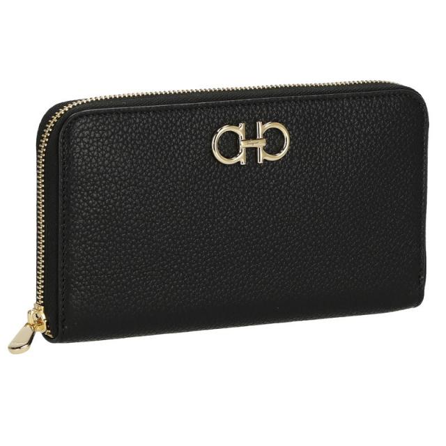 フェラガモ FERRAGAMO 220405 CALF/NERO 長財布（ラウンドファスナー） 送料無料の通販は 45,054円