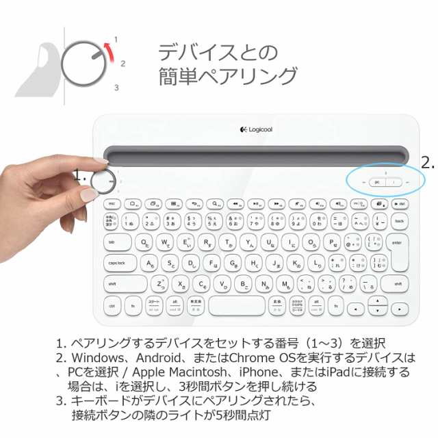 Logicool K480WH Bluetooth ワイヤレス キーボード マルチOS:Windows Mac iOS Android Chrome  OS 対応｜au PAY マーケット