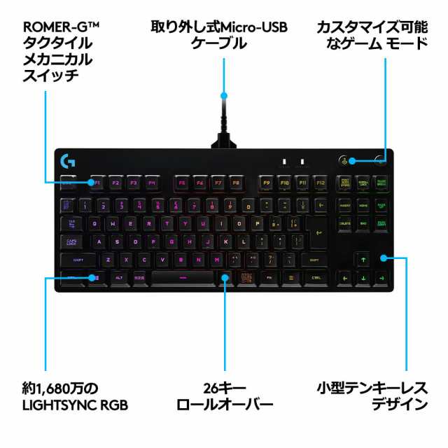 ゲーミングキーボード Pro G Pkb 001 メカニカル 着脱式ケーブル テンキーレス Eスポーツ Fps対応の通販はau Pay マーケット ロールショップ