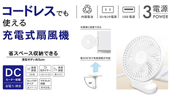 12cm コンパクト デスクファン コードレス どこでもファン 風量3段階 3電源対応 Ac Usb 別売乾電池 ホワイト Sf Dfc10wtの通販はau Pay マーケット ロールショップ