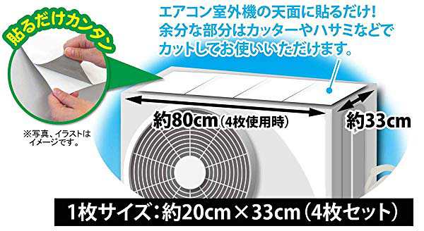 エアコン 室外機 カバー 遮熱シール 4枚セット 日本製 カンタン 装着 温度上昇 電力消費を抑える 送料無料の通販はau Pay マーケット ロールショップ