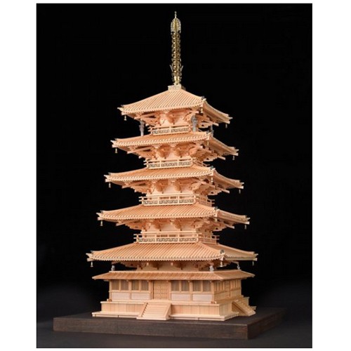 1/40木製建築模型 白木造り 法隆寺五重の塔 - 美術品