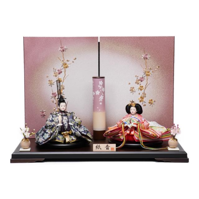 【雛人形】京十一番 金襴(青磁・ピンク) 桜柄　親王飾り | 恵翠作