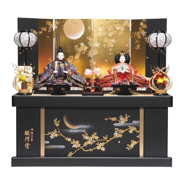 【雛人形】京十一番 金襴(黒・赤) 七宝花菱 親王揃い収納飾り | 雅泉作